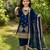 Blue gmy silk embroidery with cording sequence work girls kids dress set