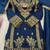 Blue gmy silk embroidery with cording sequence work girls kids dress set