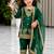 Green gmy silk embroidery with cording sequence work girls kids dress set