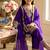 Purple gmy silk embroidery with cording sequence work girls kids dress set