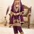 Wine gmy silk embroidery with cording sequence work girls kids dress set