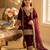 Wine gmy silk embroidery with cording sequence work girls kids dress set
