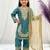 Turquoise gmy silk embroidery sequence work girls kids dress set