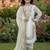 White gmy silk embroidery sequence work girls kids dress set