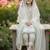 White gmy silk embroidery sequence work girls kids dress set