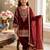 Wine fendi silk embroidery sequence work for girls kids dress set