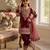 Wine fendi silk embroidery sequence work for girls kids dress set