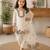 White fendi silk rich embroidery with elegant sequence work for girls kids dress set