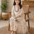White fendi silk rich embroidery with elegant sequence work for girls kids dress set