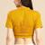 Yellow cotton hand embroidered non padded blouse