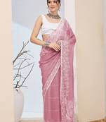 floral zari printed  chiffon ready to wear saree