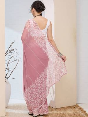 floral zari printed  chiffon ready to wear saree 2