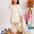 White fendi silk rich real mirror lace  work for girls kids dress set