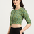 Green cotton sanganeri printed non padded blouse