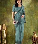 floral zari printed  chiffon ready to wear saree