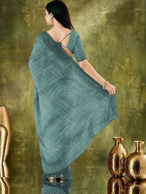 floral zari printed  chiffon ready to wear saree 2