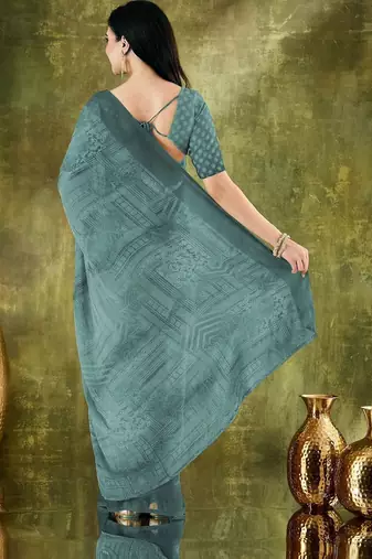 floral zari printed  chiffon ready to wear saree