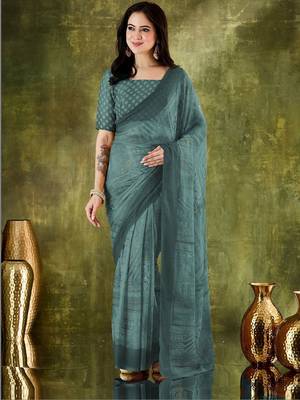 floral zari printed  chiffon ready to wear saree 3
