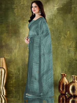 floral zari printed  chiffon ready to wear saree 4