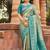 Women's turquoise soft banarasi silk blend zari woven saree with blouse