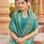Women's turquoise soft banarasi silk blend zari woven saree with blouse