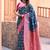 Navy blue soft banarasi silk blend zari woven saree with blouse