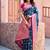 Navy blue soft banarasi silk blend zari woven saree with blouse