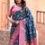 Navy blue soft banarasi silk blend zari woven saree with blouse