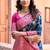 Navy blue soft banarasi silk blend zari woven saree with blouse