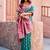 Turquoise soft banarasi silk blend zari woven saree with blouse