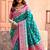 Turquoise soft banarasi silk blend zari woven saree with blouse