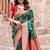 Dark green soft banarasi silk blend zari woven saree with blouse