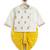 Off white floral embroidered cotton yellow dhoti kurta set