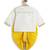 Off white floral embroidered cotton yellow dhoti kurta set