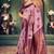 Light pink soft banarasi silk blend saree with purple zari border & blouse piece
