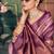 Light pink soft banarasi silk blend saree with purple zari border & blouse piece
