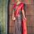 Teal green and magenta pink soft banarasi silk blend saree with blouse piece
