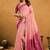 Light pink cotton blend zari woven work saree with blouse piece