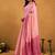 Light pink cotton blend zari woven work saree with blouse piece