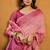 Light pink cotton blend zari woven work saree with blouse piece