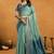Sea green cotton blend zari woven work saree with blouse piece