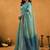 Sea green cotton blend zari woven work saree with blouse piece