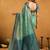Sea green cotton blend zari woven work saree with blouse piece