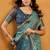 Sea green cotton blend zari woven work saree with blouse piece