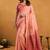 Pink cotton blend zari woven work saree with blouse piece