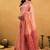 Pink cotton blend zari woven work saree with blouse piece