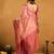 Pink cotton blend zari woven work saree with blouse piece