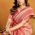 Pink cotton blend zari woven work saree with blouse piece