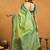 Light green cotton blend zari woven work saree with blouse piece