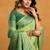 Light green cotton blend zari woven work saree with blouse piece